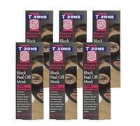 T-Zone 6 x 50ml Multipack Charcoal & Bamboo Ultra Purifying Black Peel Off Mask, Specially Formulated to Unblock Pores and Peel Away Blackheads, Moisturise & Soften Skin