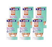 T-Zone 6 x 6 Multipack of Tea Tree & Witch Hazel Nose Pore Strips, Specially Formulated to Lift out Dirt, Help to Remove Impurities and Excess Oil, Unclog Pores, Tightens Pores and Keep Skin Clear
