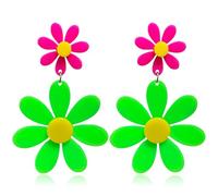 T-ztoss Acrylic Flower Earrings for Women,Double Daisy Dangle Earrings,Y2k Yellow White Flowers 60s 70s Jewelry Accessories, S, Acrylic, No Gemstone