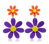 T-ztoss Acrylic Flower Earrings for Women,Double Daisy Dangle Earrings,Y2k Yellow White Flowers 60s 70s Jewelry Accessories, S, Acrylic, No Gemstone
