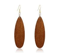 T-ztoss Bohemian Wood Earrings for Women Natural Wooden Earrings African Teardrop Dangle Earrings, S, Wood, No Gemstone