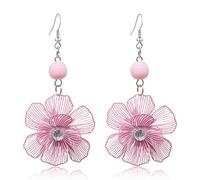T-ztoss Boho Flower Earrings for Women Large Flower Dangle Earrings Bohemian Hollow Floral Earrings, Metal