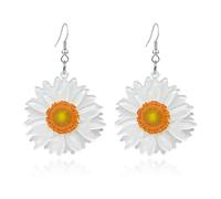 T-ztoss Daisy Flower Earrings for Women Sunflower Drop Earrings Acrylic Floral Earrings for Girls Y2k Yellow White Flowers 60/70s Earrings, Acrylic
