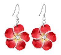 T-ztoss Floral Dangle Earrings for Women Hawaiian Tropical Plumeria Rubra Flower Drop Earrings Luau Beach Party Vacation Hawaiian Accessories, S, clay, No Gemstone