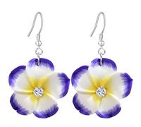 T-ztoss Floral Dangle Earrings for Women Hawaiian Tropical Plumeria Rubra Flower Drop Earrings Luau Beach Party Vacation Hawaiian Accessories, S, clay, No Gemstone