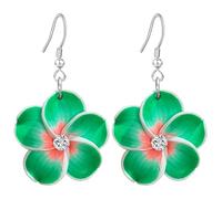 T-ztoss Floral Dangle Earrings for Women Hawaiian Tropical Plumeria Rubra Flower Drop Earrings Luau Beach Party Vacation Hawaiian Accessories, S, clay, No Gemstone