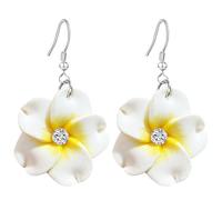 T-ztoss Floral Dangle Earrings for Women Hawaiian Tropical Plumeria Rubra Flower Drop Earrings Luau Beach Party Vacation Hawaiian Accessories, S, clay, No Gemstone