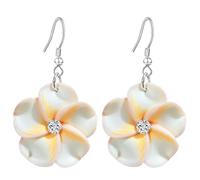 T-ztoss Floral Dangle Earrings for Women Hawaiian Tropical Plumeria Rubra Flower Drop Earrings Luau Beach Party Vacation Hawaiian Accessories, S, clay, No Gemstone