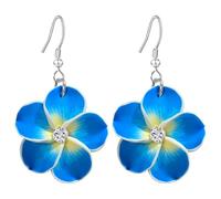 T-ztoss Floral Dangle Earrings for Women Hawaiian Tropical Plumeria Rubra Flower Drop Earrings Luau Beach Party Vacation Hawaiian Accessories, S, clay, No Gemstone