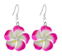 T-ztoss Floral Dangle Earrings for Women Hawaiian Tropical Plumeria Rubra Flower Drop Earrings Luau Beach Party Vacation Hawaiian Accessories, S, clay, No Gemstone