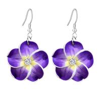 T-ztoss Floral Dangle Earrings for Women Hawaiian Tropical Plumeria Rubra Flower Drop Earrings Luau Beach Party Vacation Hawaiian Accessories, S, clay, No Gemstone