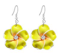 T-ztoss Floral Dangle Earrings for Women Hawaiian Tropical Plumeria Rubra Flower Drop Earrings Luau Beach Party Vacation Hawaiian Accessories, S, clay, No Gemstone