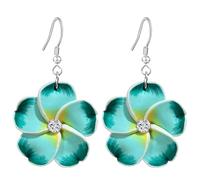 T-ztoss Floral Dangle Earrings for Women Hawaiian Tropical Plumeria Rubra Flower Drop Earrings Luau Beach Party Vacation Hawaiian Accessories, S, clay, No Gemstone