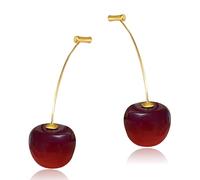 T-ztoss Fruit Cherry Earrings for Women 3D Red Crystal Cherry Dangle Earrings Sweet and Lovely Fruit Jewelry Gift, S, Metal, No Gemstone