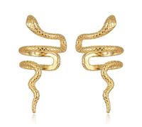 T-ztoss Gold Punk Snake Cuff Wraps Crawler Climber Studs Earrings for Women Dainty Cartilage Piercing Statement Jewelry, Metal