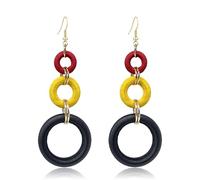 T-ztoss Handmade Natural Wooden Round Earrings for Women Bohemian Retro Colorful Wood Circle Geometric Dangle Drop Earrings Ethnic Style Jewelry, S, Wood, No Gemstone