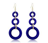 T-ztoss Handmade Natural Wooden Round Earrings for Women Bohemian Retro Colorful Wood Circle Geometric Dangle Drop Earrings Ethnic Style Jewelry, S, Wood, No Gemstone