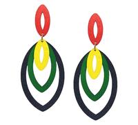 T-ztoss Juneteenth African Earrings for Women Ethnic Retro Bohemian Multilayer Colorful Wooden Drop Earring History Month Ethnic Jewelry, S, Wood, No Gemstone
