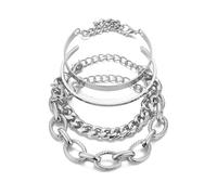 T-ztoss Layered Chain Lock Pendant Bracelets for Women Statement Bohemian Adjustable Toggle Crystal Charm Wrist Bangles Link Jewelry, S, Metal, no gemstone