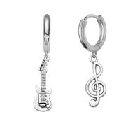 T-Ztoss Musical Guitar Note Earrings - Treble Clef & Instrument Designs for Music Lovers, Metal