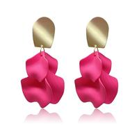 T-ztoss Red Rose Petal Dangle Earrings for Women Acrylic Tiered Matte Flower Earrings Large Floral Statement Earrings Summer Beach Holiday, S, Acrylic, No Gemstone