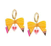 T-ztoss Teacher Earrings for Women Cute Cat Dangle Earrings Pencil Book Earrings Teacher's Day Jewelry Back To School Earrings Teacher Appreciation Gifts, Metal, No Gemstone