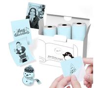 T02/Q02E/M02L/M02 Blue Sticker Paper Roll - 50mm x 3500mm Sticker Paper for Photos, Learning, Notes, Journals, DIY, Memos, Oil and Water Resistant, Sticker Thermal Paper Keep for 10 Years, 3 Rolls