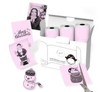 T02/Q02E/M02L/M02 Pink Sticker Paper Roll - 50mm x 3500mm Sticker Paper for Photos, Learning, Notes, Journals, DIY, Memos, Oil and Water Resistant, Sticker Thermal Paper Keep for 10 Years, 3 Rolls