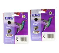 T0801 Ink Cartridge, Black (Pack of 2), Genuine