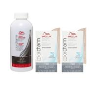 (T10 (2x), Dev (Vol.20) 3.6oz) Wella Color Charm T28 Natural Blonde Permanent Liquid Hair Toner