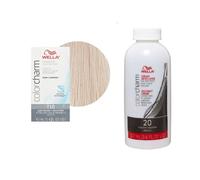 (T10 & Dev (Vol. 20) 3.6oz) Wella Color Charm 050 Cooling Violet Permanent Liquid Hair Toner