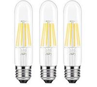 T10 LED Filament Bulb Tubular Light Bulb,6W Dimmable Tubular LED Bulbs, 60W Equivalent, 2700K Soft Warm White, E27 Screw, 550 Lumen, Dimmable, 3-Pack (6)