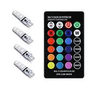 T10 W5W 194 LED Bulb, 4Pcs RGB Chips Silicone Car Wireless LED Bulbs Color-Changing Car Interior Dome Lights bulbs 6 SMD 5050 with Remote Control Exterior Side Markers Plate License Lights