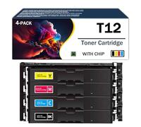 T12 Toner Cartridges Compatible Work for Canon Color ImageCLASS X LBP1333C MF1333C I-SENSYS X C1333i C1333iF C1333P Printers, Vivid Colors and Clear Printing,4Color-1Pack