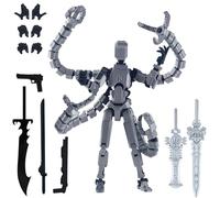 T13 Action Figure 3D Printed Figure Toy with Multiple Interchangeable Hands Weapons and Accessories for Custom Display and Play Desktop Decorations 01-Gray One Size