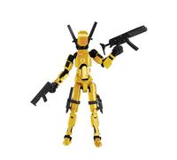 T13 Action Figure 3D Printed Posable Robot with Dual Guns Multi-color Combat Style Dummy 13 Toy for Collectors, Desktop Decoration 01-Gold