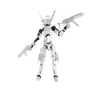 T13 Action Figure 3D Printed Posable Robot with Dual Guns Multi-color Combat Style Dummy 13 Toy for Collectors, Desktop Decoration 01-White