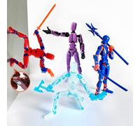 T13 Action Figure Model Toys: 4 Pack Titan Lucky Dummy 13 Assembly Completed Multi-Jointed Movable Figures with Magnetic Feet Toy Set for 6+ Year Old Boys Kids Adults Birthday Gifts for Model Lover