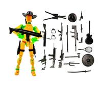 T13 Action Figure Pre-Assembled - Movable Joint Robot Toys, Full Articulation Titan 13 & Dummy 13 Collectible Figures for Adults/Kids, Stop Motion & Display (Yellow)