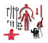T13 Action Figure Set, 3D Printed Multi-Jointed Movable Toy With Hoodie, Dummy Nova Titan Lucky 13 Action Figure for Stop-Motion Animation & Creative Display, Multiple Interchangeable Hands & Weapons