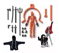 T13 Action Figure Set, 3D Printed Multi-Jointed Movable Toy With Hoodie, Dummy Nova Titan Lucky 13 Action Figure for Stop-Motion Animation & Creative Display, Multiple Interchangeable Hands & Weapons