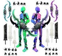 T13 Action Figure Set (Assembly Completed), 3D Printed Multi-Jointed Movable Titan 13 Lucky Dummy 13 Mobile Robot, Nova 13 Action Figures Desktop Decorations for Game Lovers Toy (Green Purple)