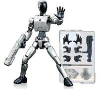 T13 Alloy Titan 13 Dummy 13 Robot Action Figure Set 2026 New Multi-Jointed Articulated Poseable Futuristic Transforming Mech with Suction Cups Display Stand Collectors (Silvery)