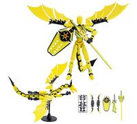 T13 Figure Set & Titan 13 Toys 2 Pack（3d Printed Action Figures Assembly Completed）（Multi-Jointed Movable）（Dragon Man Designs Includes Various Accessories）Dummy T 13 Figures Desk Decoration Golden