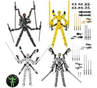 T13 Figure Set & Titan 13 Toys 4 Pack（3d Printed Action Figures Assembly Completed）（Multi-Jointed Movable）（Mecha Designs Includes Various Accessories）Dummy T 13 Figures Desk Decoration 5.5in