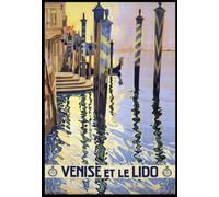 T14 Vintage 1920's Italy Venise Le Lido Venice Italian Travel Poster Re-Print - A3 (432 x 305mm) 16.5" x 11.7"