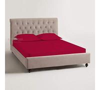 T160 Extra Deep 40 Cm Fitted Sheet Easy Care Polycotton Plain Dyed Uk Bed Size Burgundy SINGLE