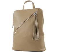 - T161- Italian ladies backpack bag 3in1 made of leather, color: dark taupe