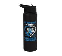 T1D Mom Dad My Son's Fight Type 1 Diabetes Awareness Month Stainless Steel Insulated Water Bottle