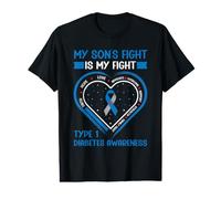T1D Mom Dad My Son's Fight Type 1 Diabetes Awareness Month Value Graphic T-Shirt